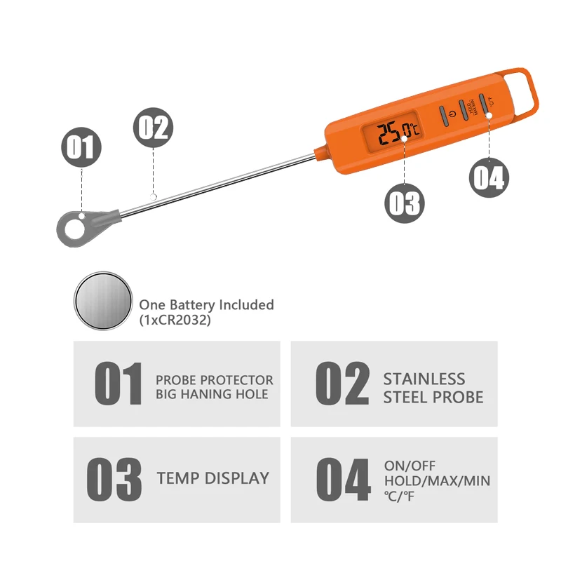 New Arrival LCD Backlight Display Instant Read Digital Meat Thermometer For Long Probe
