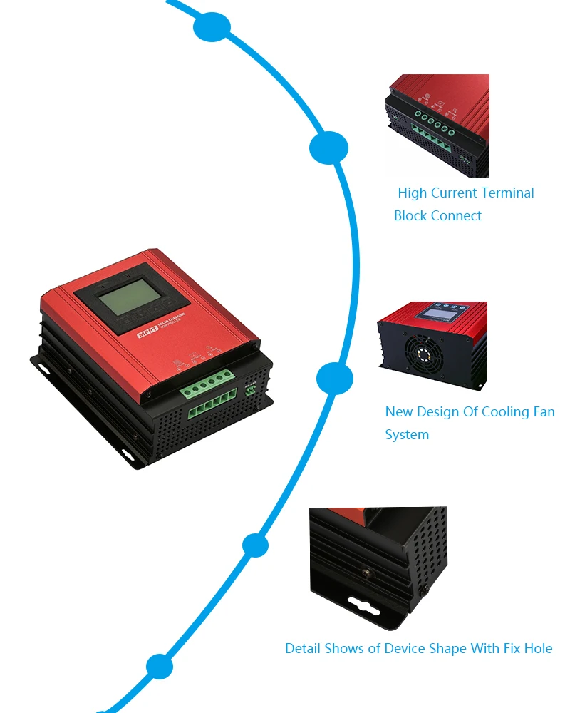 Mppt Solar Hybrid Controller Mppt Charge Controller 40A 60A for 100w 250w Solar Panel