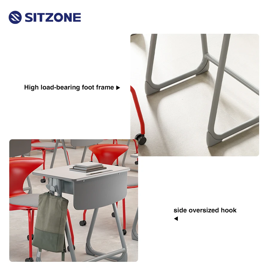 Sitzone Red Color School Class Furniture Project Office Foldable Training Chair With Writing Pad