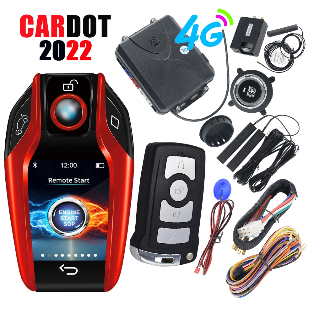 Drop Shipping KOL CARDOT 4G Mobile Phone Control Push Start Stop Button Remote Starter Pke Keyless Entry System Car Alarms