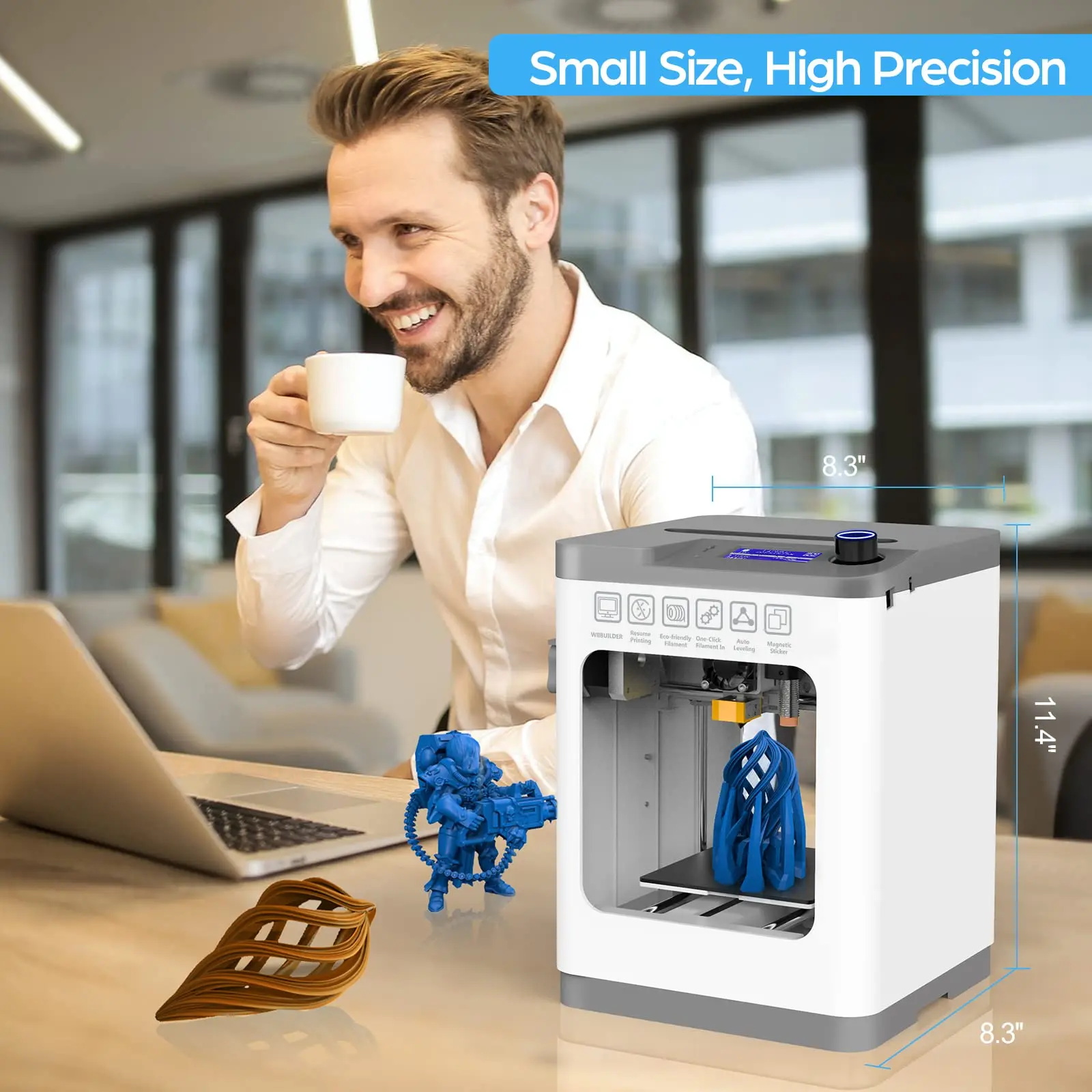 1 Year Warranty High Speed Educational plastic 3d Printer mini Home Use 3d Printer Single Color WEEDO White and Grey Tina2 Basic