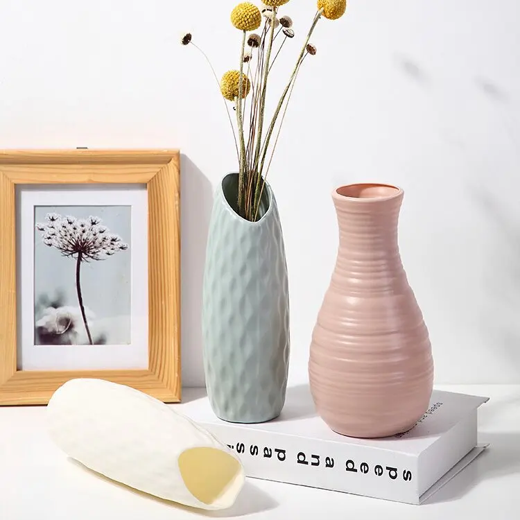 High Quality Simple Plastic Flower Vase Green Planting Arrangement Modern Personalized Crafts Decoration Nordic Plastic Vase