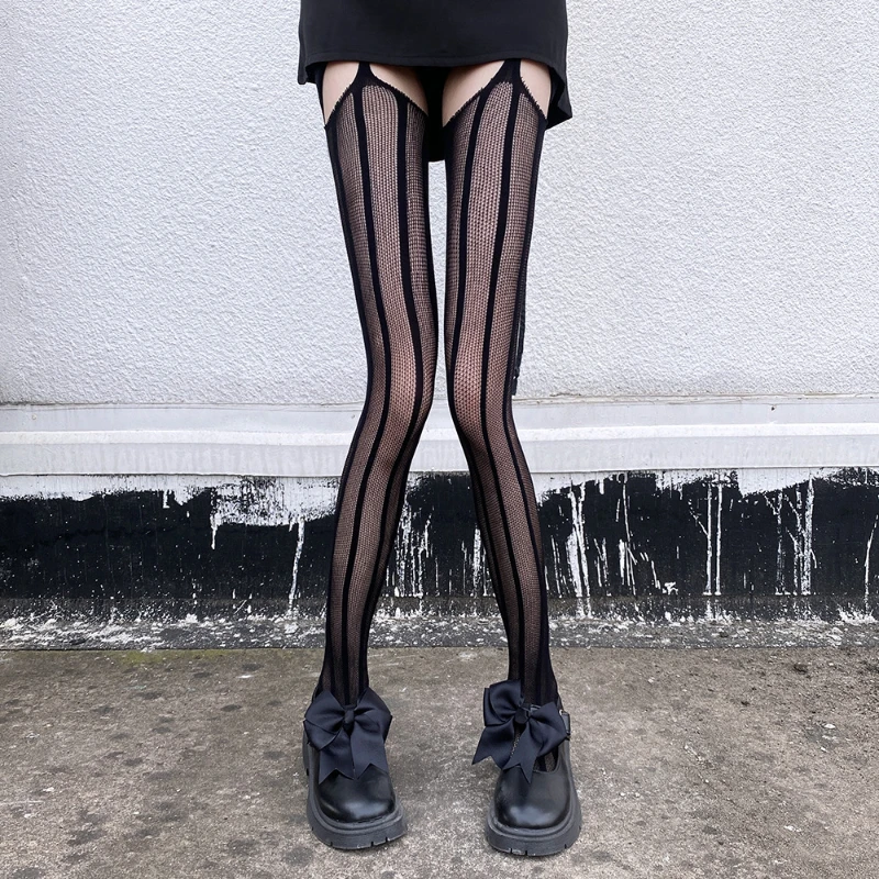 Оптовая продажа, Нескользящие нейлоновые подтяжки, прозрачные кружевные черные полосатые чулки, сексуальные японские чулки, колготки