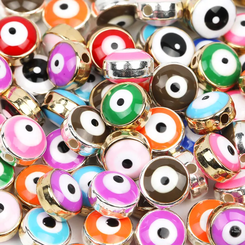 Wholesale Mix Color Flat Evil Eye Loose Glass Beads 8mm Evil Eye Bead For Bracelet And Jewelry Making