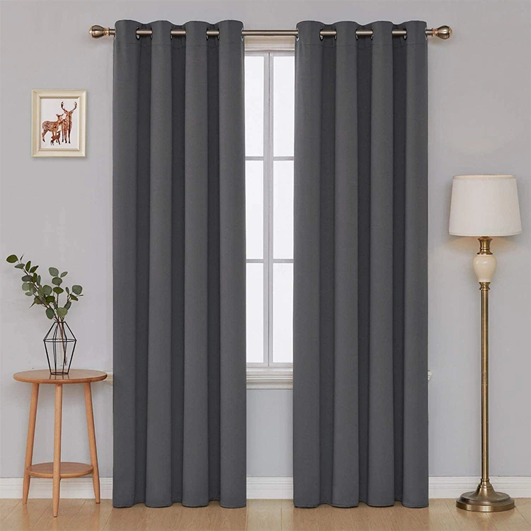 Plain Blackout Curtains Top Seller Solid Color Living Room 100% Polyester Flat Window High Shading(70%-90%) Grommet Woven
