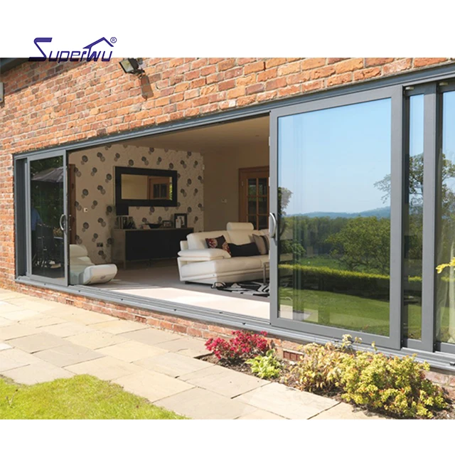 Hurricane Proof Impact Aluminum Balcony 4 Panel Sliding Glass Door Exterior