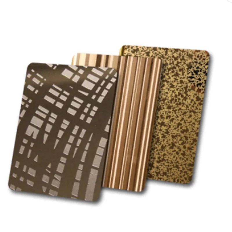 Aisi 304 316 201 Mirror Gold Prices etching Ss double colors Stainless Steel Sheet
