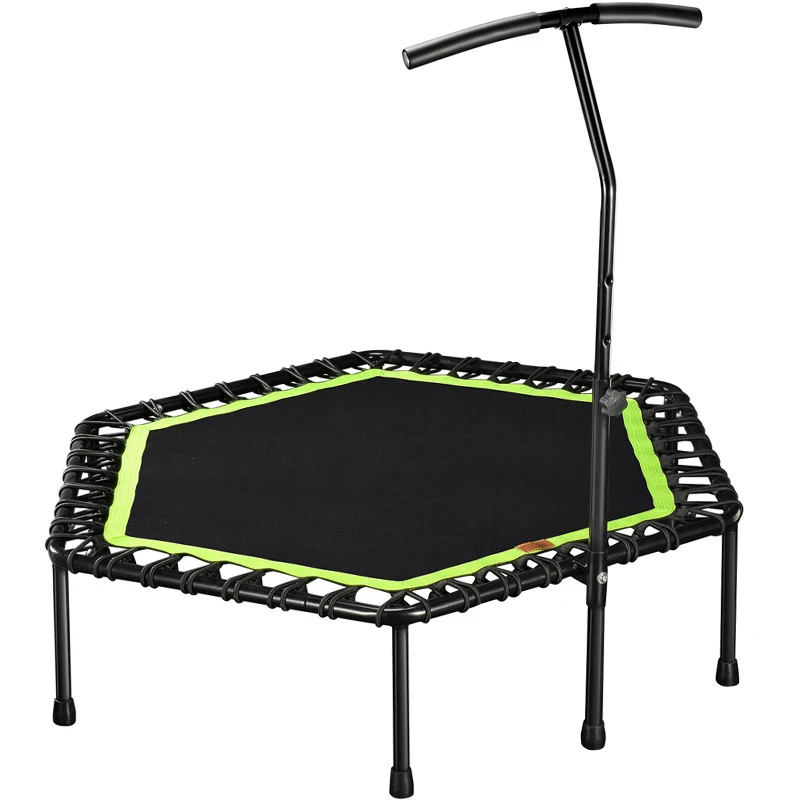 Manufacturers 48-inch Hexagon Fitness Mini Trampoline Jumping Fitness Trampoline With Adjustable Handrail Jump Rebounder