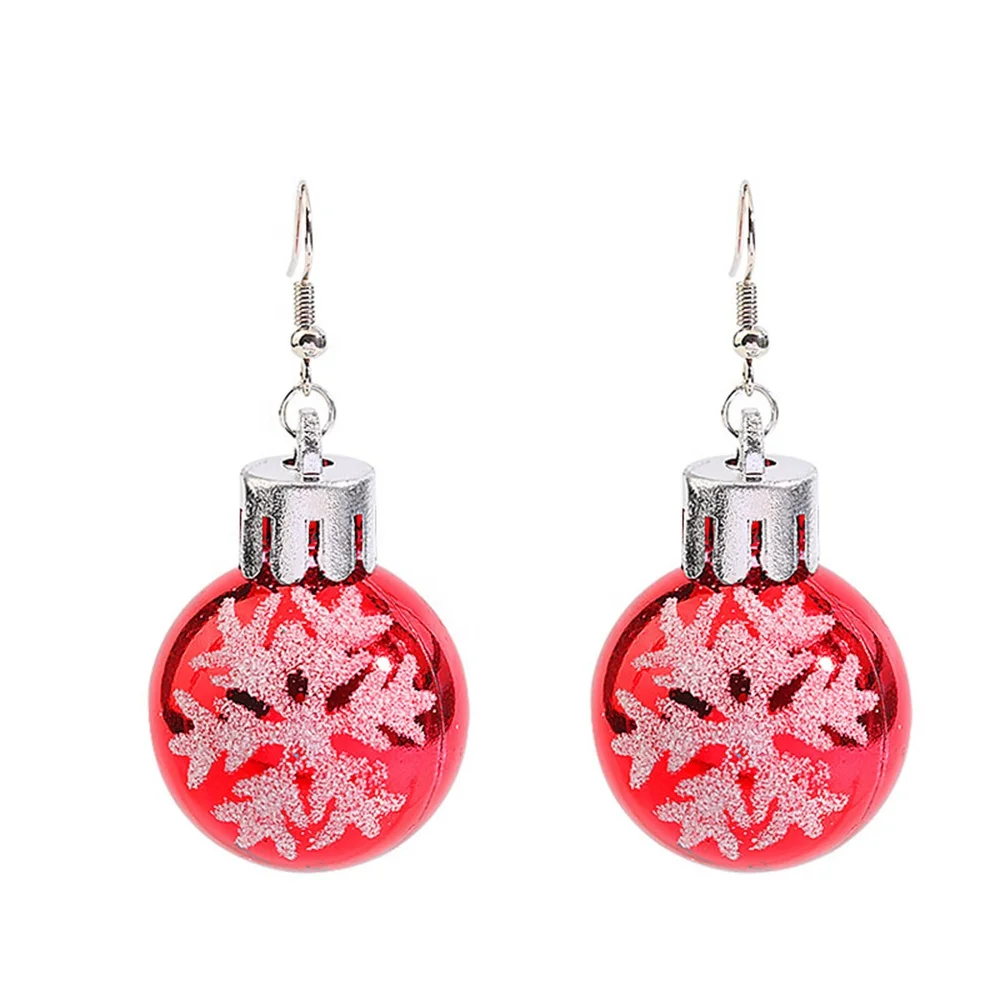 DIY Wholesale Jewelri Earrings Fashion Christmas Plastic Ball Earrings Christmas Presents Alloy Color Earrings Fashion Jewelry