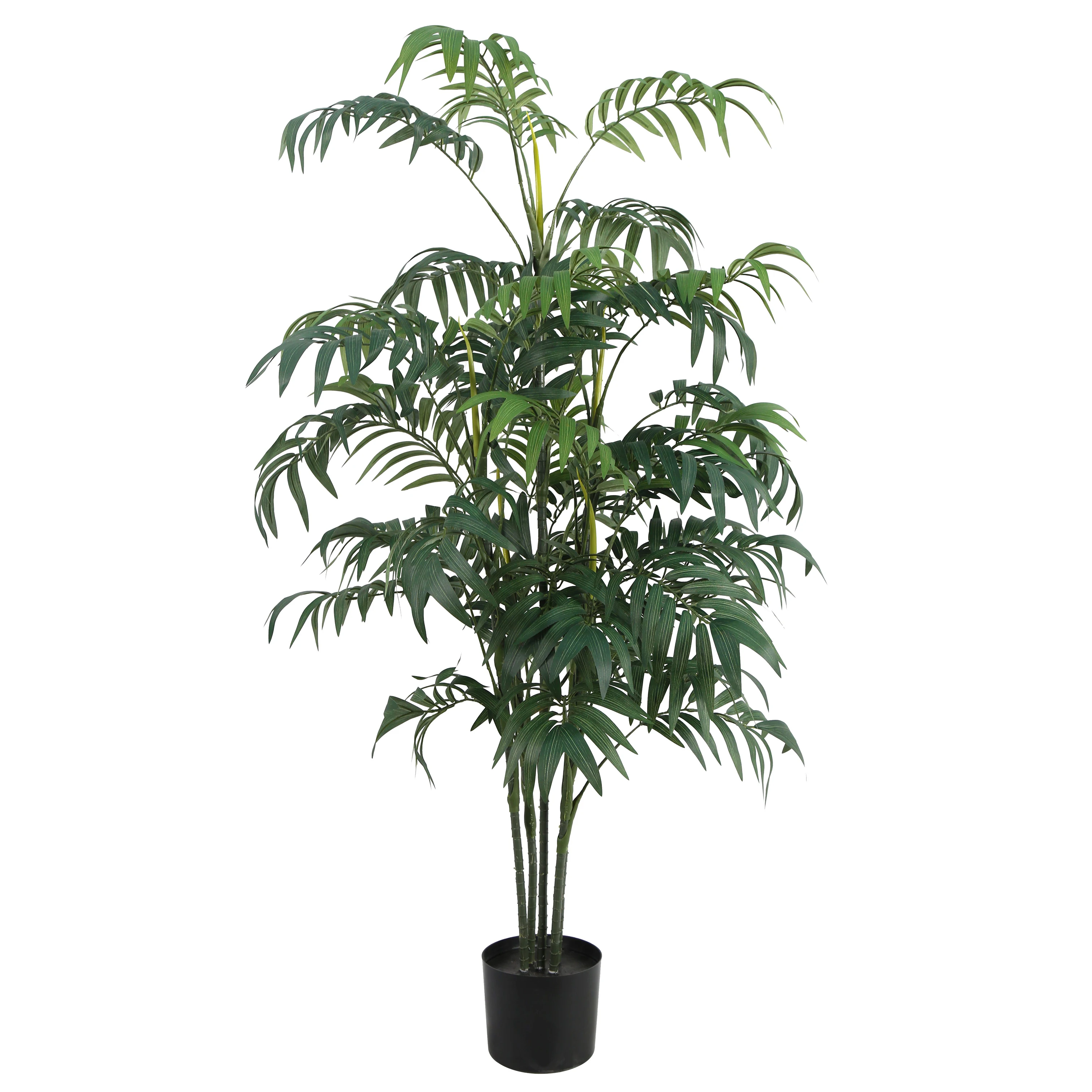 Real Touch Green Decorative Artificial Bamboo Sticks Faux Fernleaf Bamboo in Pot With Many Branches For Home & Garden Decor