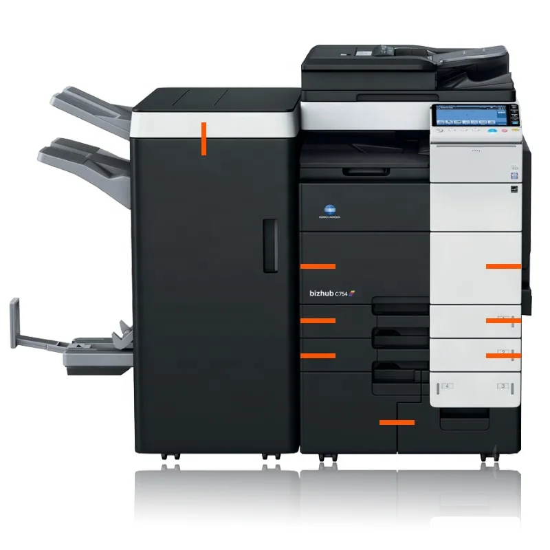 Konica Minolta C754 C654e Восстановленный копировальный аппарат A3 высокоскоростной лазерный цветной принтер сканер для фотокопировального аппарата все-в-одном