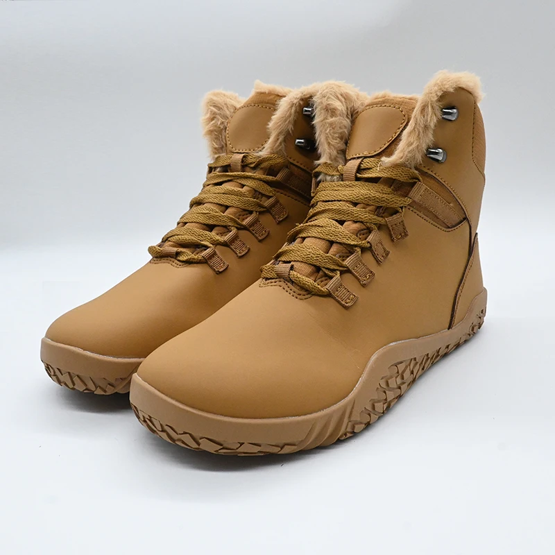 Winter thermal rubber anti slip durable lightweight waterproof footwear fur plush outdoor hiking snow shoes