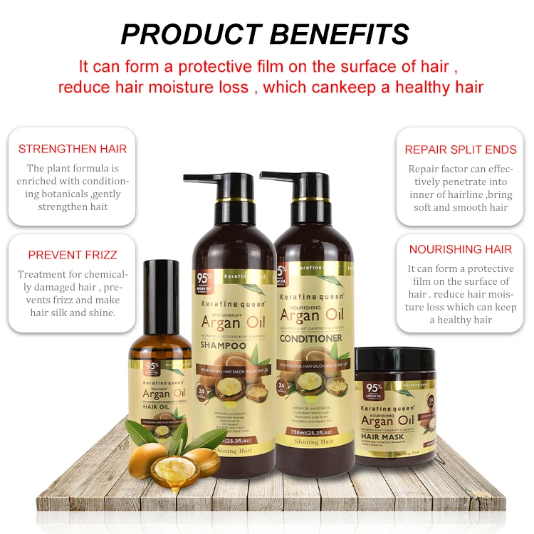 Custom Logo Pure Argan Organic Moisturizing soft Argan Oil hair Shampoo And Conditioner set