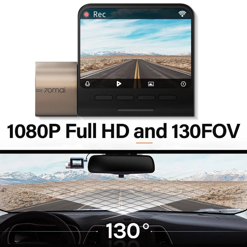 70mai Dash Cam Lite D08 приборной панели автомобиля камера с возможностью съемки видео 4K UHD 140 градусов угол обзора 2-дюймовый ЖК-экран Автомобильный