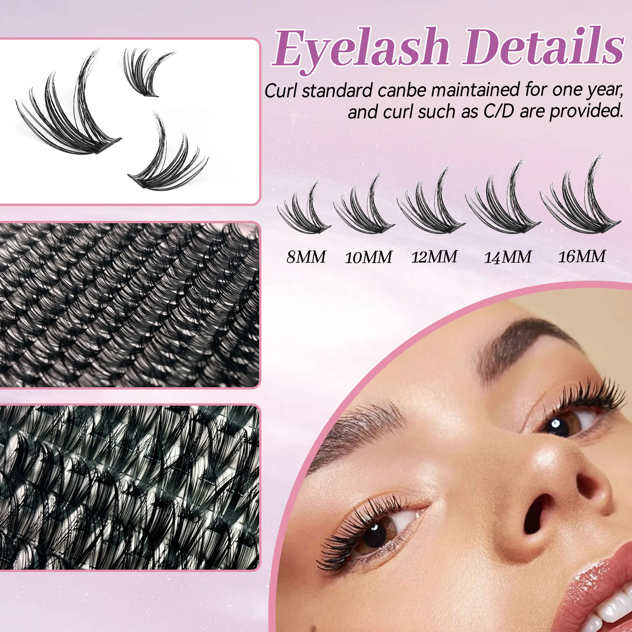 Premium Materials Handmade DIY Cluster Lashes Kit Natural Fluffy Soft Light Comfortable DIY Eyelash Extension