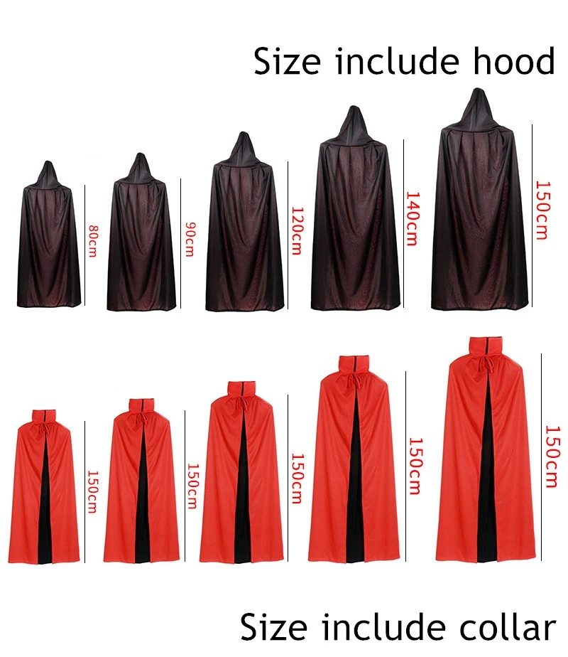 Hot Sale Halloween Vampire Kids Adult Costumes Cosplay Cloak Cape Prop Dual-Layer Masquerade Supplies