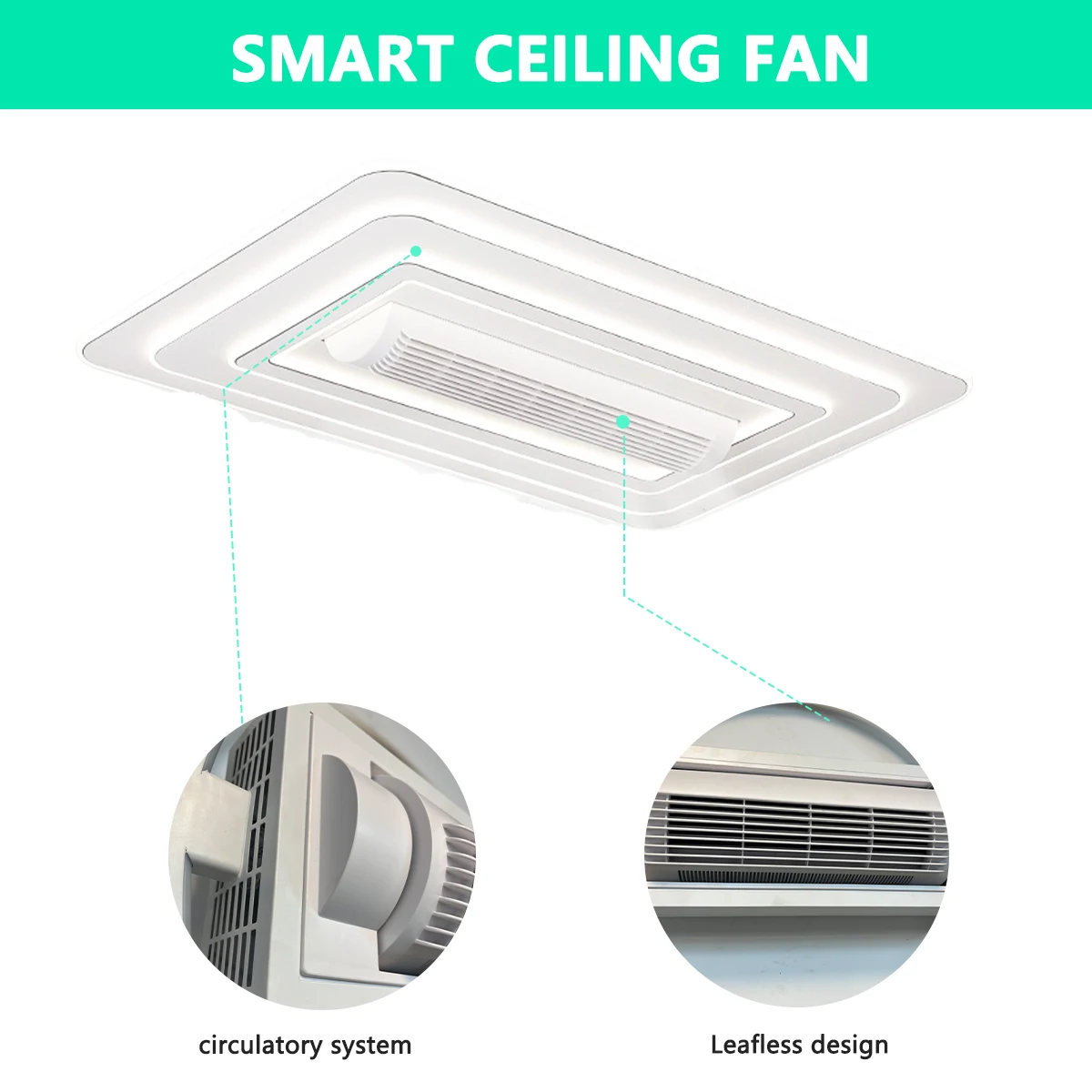 Full spectrum LED study living room leafless ceiling light business home large wind fan light set