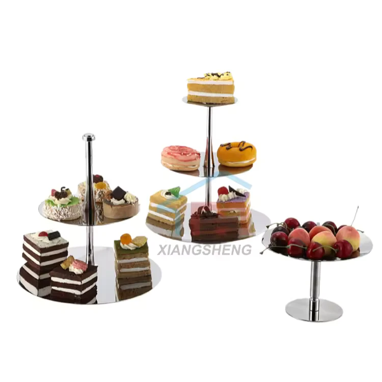 Xiangsheng 1-3 Tiers Food Grade 304 Stainless Steel Dessert Rack Cake Display Stand