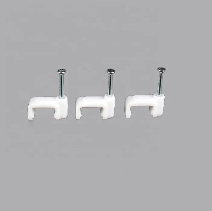 Hot Sale Good Quality Round Plastic Cable Holder Clips With Steel Nails Cable Clip