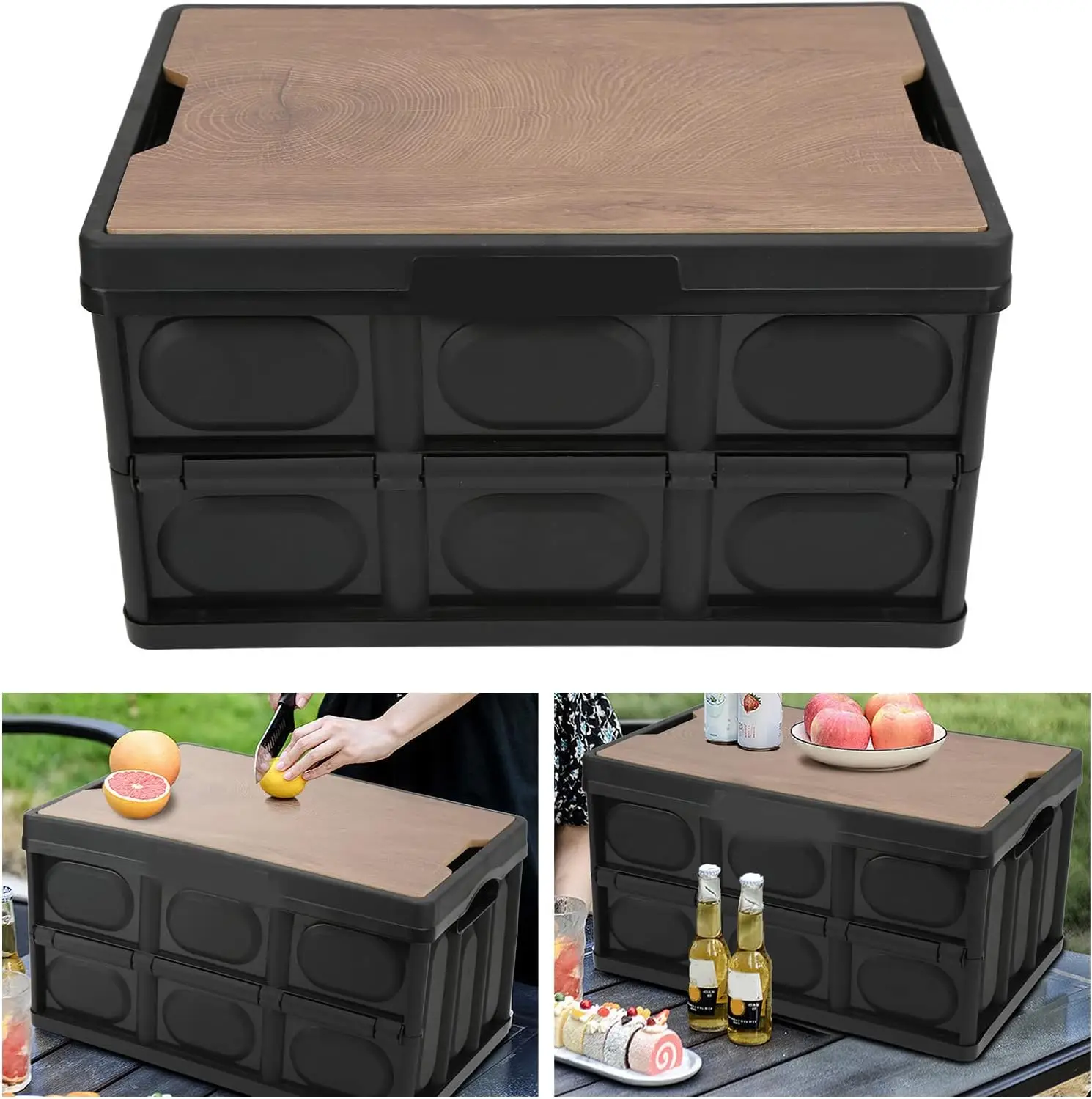 Most Popular Waterproof Insert for Groceries,Camping,Picnic Plastic Collapsible Tote Crate - White Camping Folding box