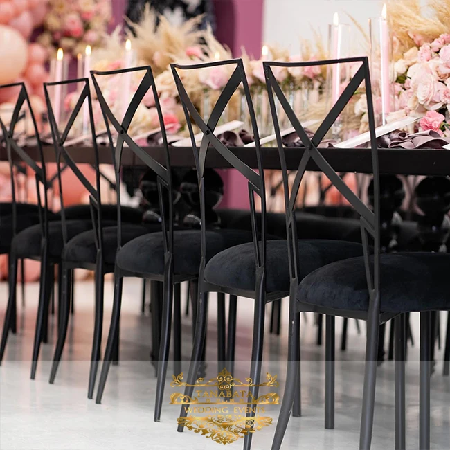 party hall furniture cross back iron metal bridal chair chaise mariage wedding