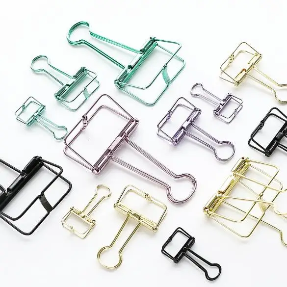 
wholesale Hollow clip Stationery fixed long tail clip Metal dovetail fishtail clip Student file folder 