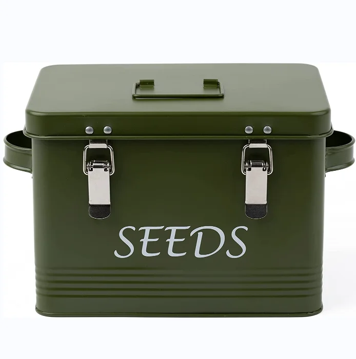 Metal Seed Storage Box Garden Seed Box with dividers