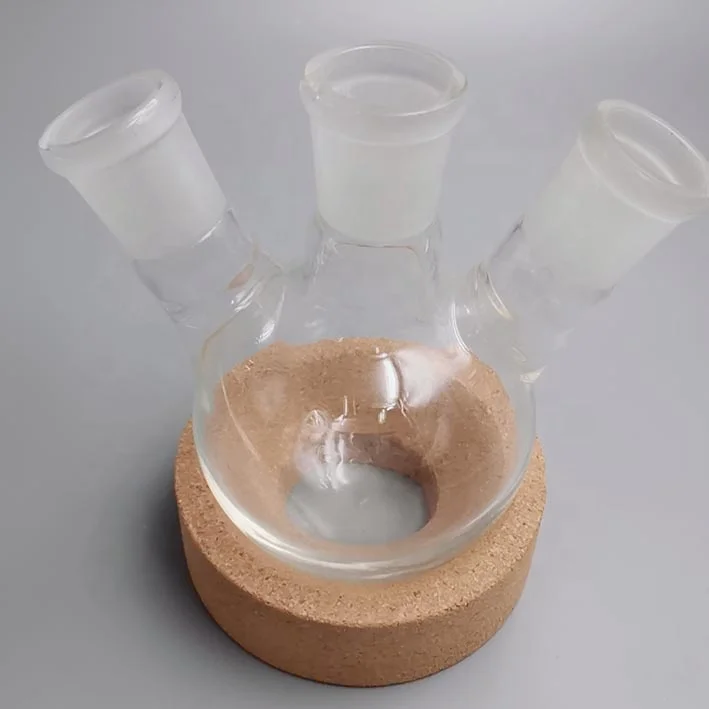 Laboratory GLassware oblique shape with three necks Round Bottom Flask For Boiling cordial