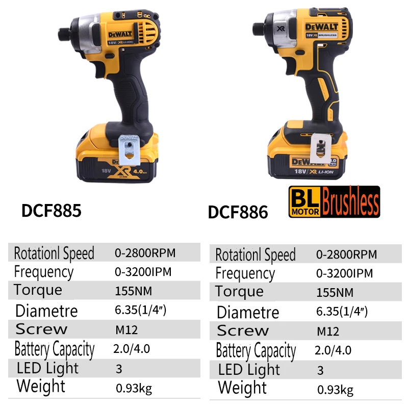 
18V brushless lithium impact starter large torque electric screwdriver electric screwdriver DCF885/886 