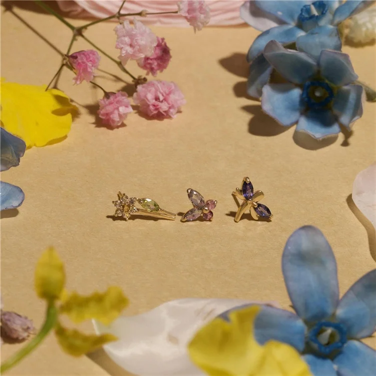 925 sterling silver luxury gold beautiful designed Blue Sapphire Dragonfly Studs earrings women 2020