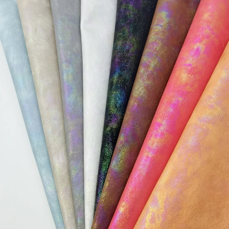 Wholesale Multicolor Rainbow Glitter Fabric 1.0 mm Sequins Pu Leather Wedding Dress Sequin Fabrics and Diy Crafts