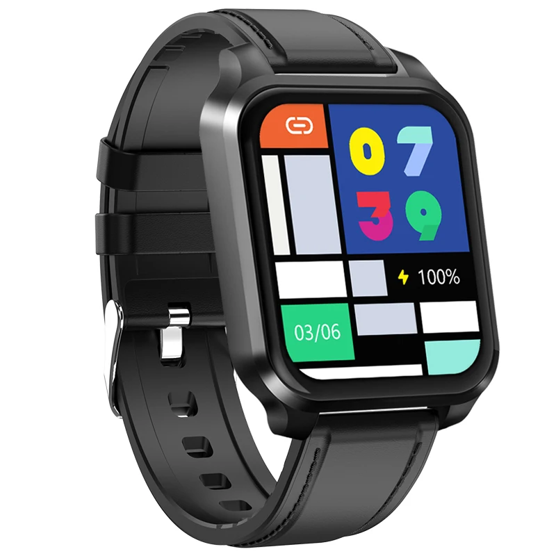 Shenzhen smartwatch manufacture SPO2 ECG heart rate smartwatch E90 leather strap smart watch