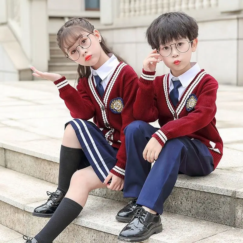 Custom-tailor school sweater white shirt wholesale 3-piece set sweater custom school uniform