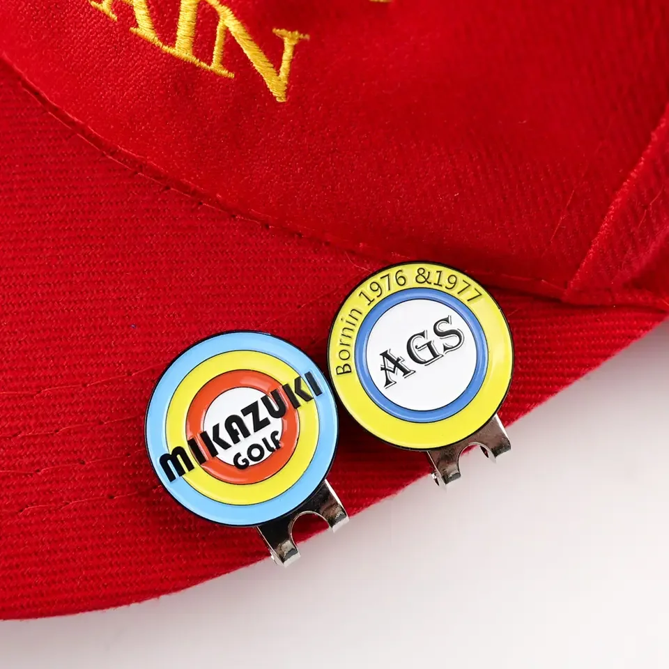 High Quality Free Design Custom Logo Metal Golf Coin Ball Marker Magnetic Golf Hat Clip Custom Golf Ball Marker