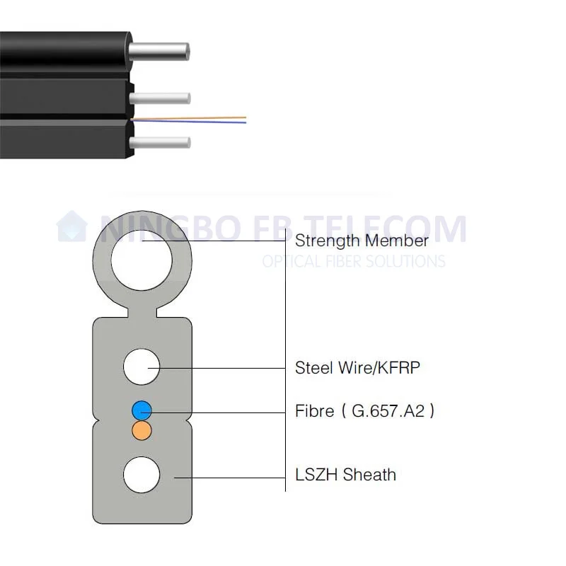 GJYXFCH Single mode OS2 1 core fiber optic FTTH drop cable outdoor flat cable drop fibra optica