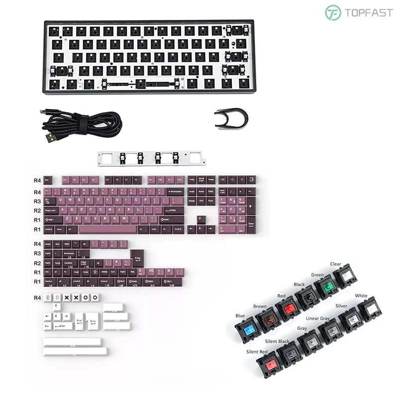 Универсальная клавиатура с чехлом для клавиш «сделай сам», клавиатура с переключателями, Заводская клавиатура на заказ, Механическая игровая клавиатура Gateron axis