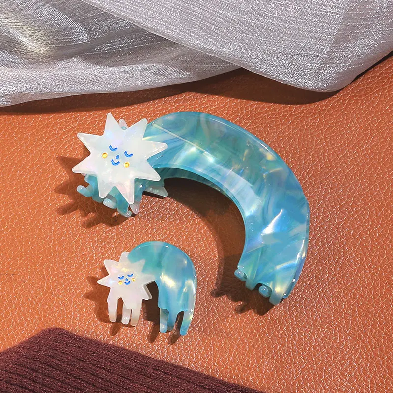 XinMei custom star shape hair clip claw wholesale aesthetic blue marble claw clips eco friendly cellulose acetate hair claws