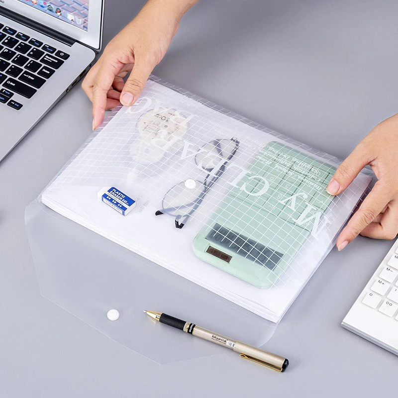 Office Supplies A4 Cartoon Document Bag Clear Lattice Plastic PVC File Folders