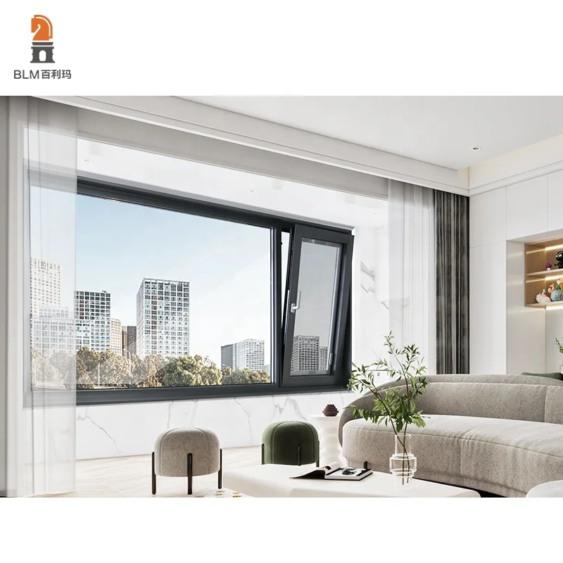 European French style custom bay window kitchen casement glass window sliding Bathroom tilt and turn aluminum window