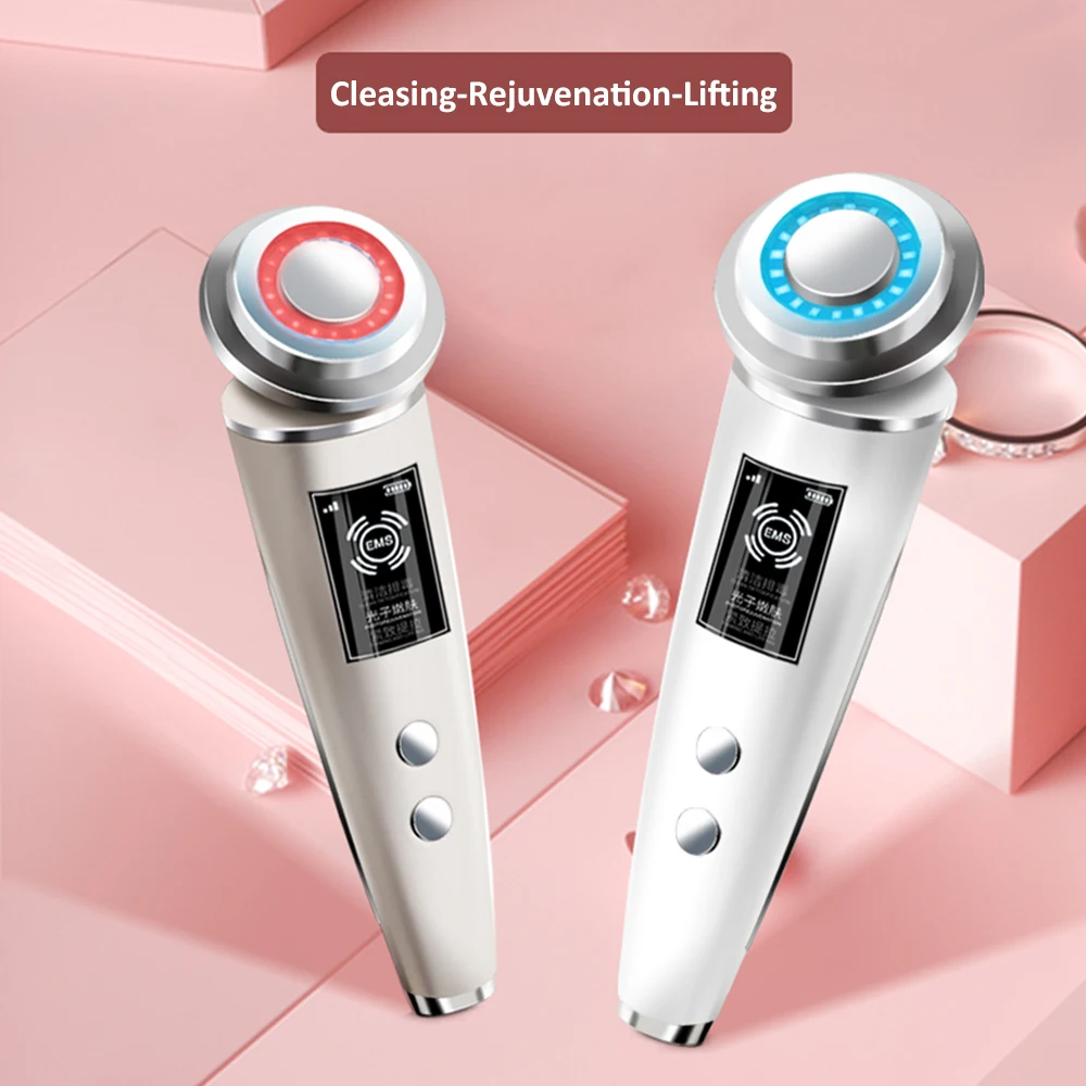 Red and blue light ultrasound face electronic import instrument ems micro current RF photon skin