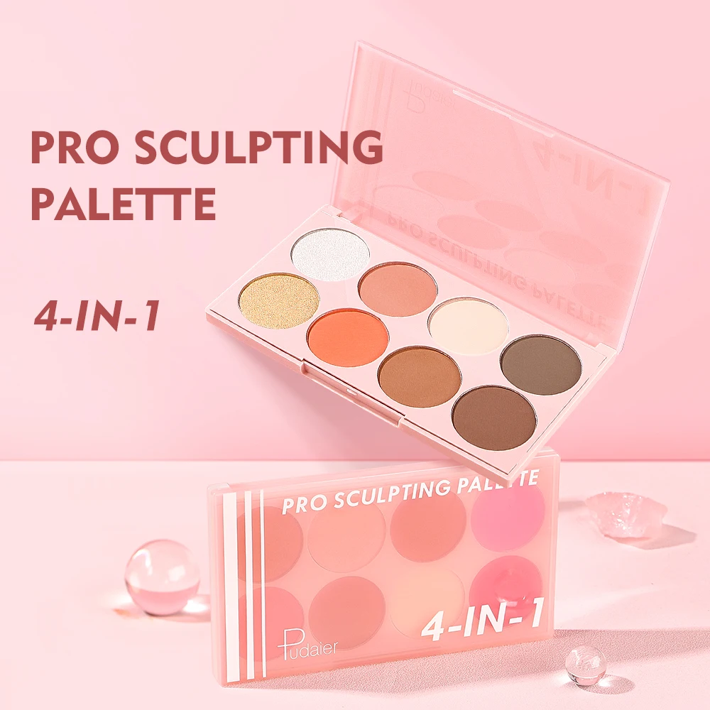 Pudaier Wholesale Multi-function Palette Powder Blusher 8 Colors Natural Nude Makeup 4 In 1 Makeup Cosmetics