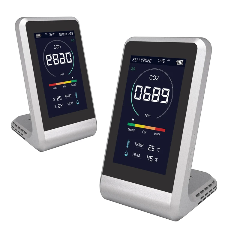 Air Quality Co2 Test Carbon Dioxide Meter Gas Detector Temperature Humidity Usb Recharge Monitor