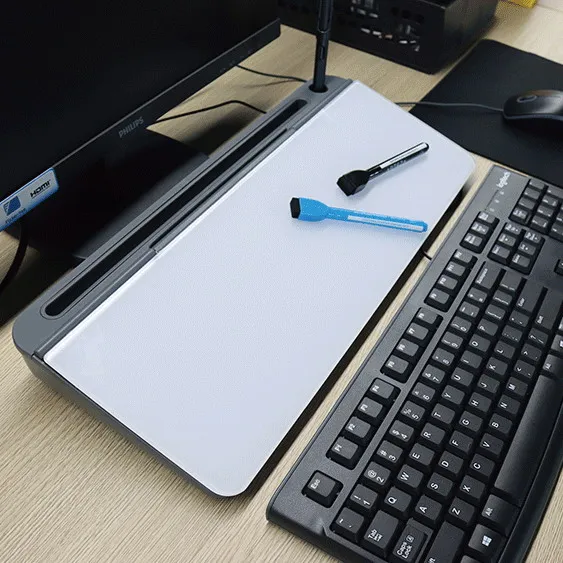 Home Office School Supply Computer Matched Dry Erase Desktop Keyboard Glass Whiteboard With Organizer
