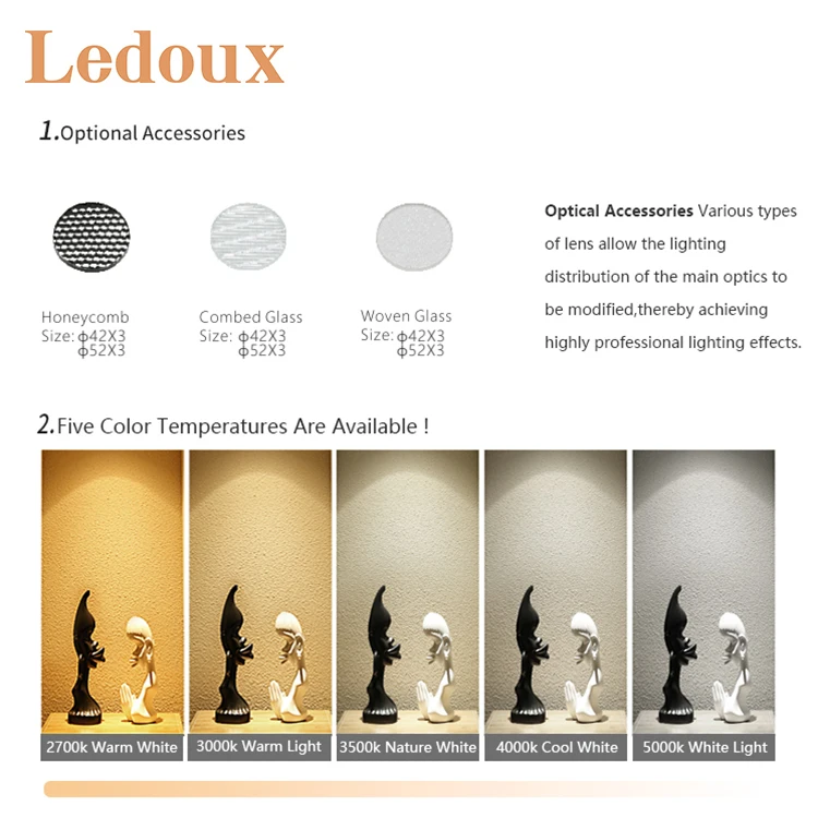 LEDOUX Focus Rail Light Adjustable Dimmable Spotlight Home Art Gallery 10W 15W LED Track Light