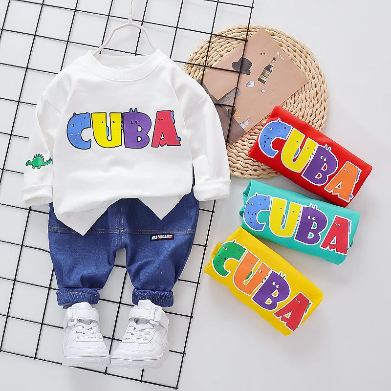 2021 New autumn long sleeve sportswear+ trousers cartoon pattern design baby boy clothes set kids clothing boys suits