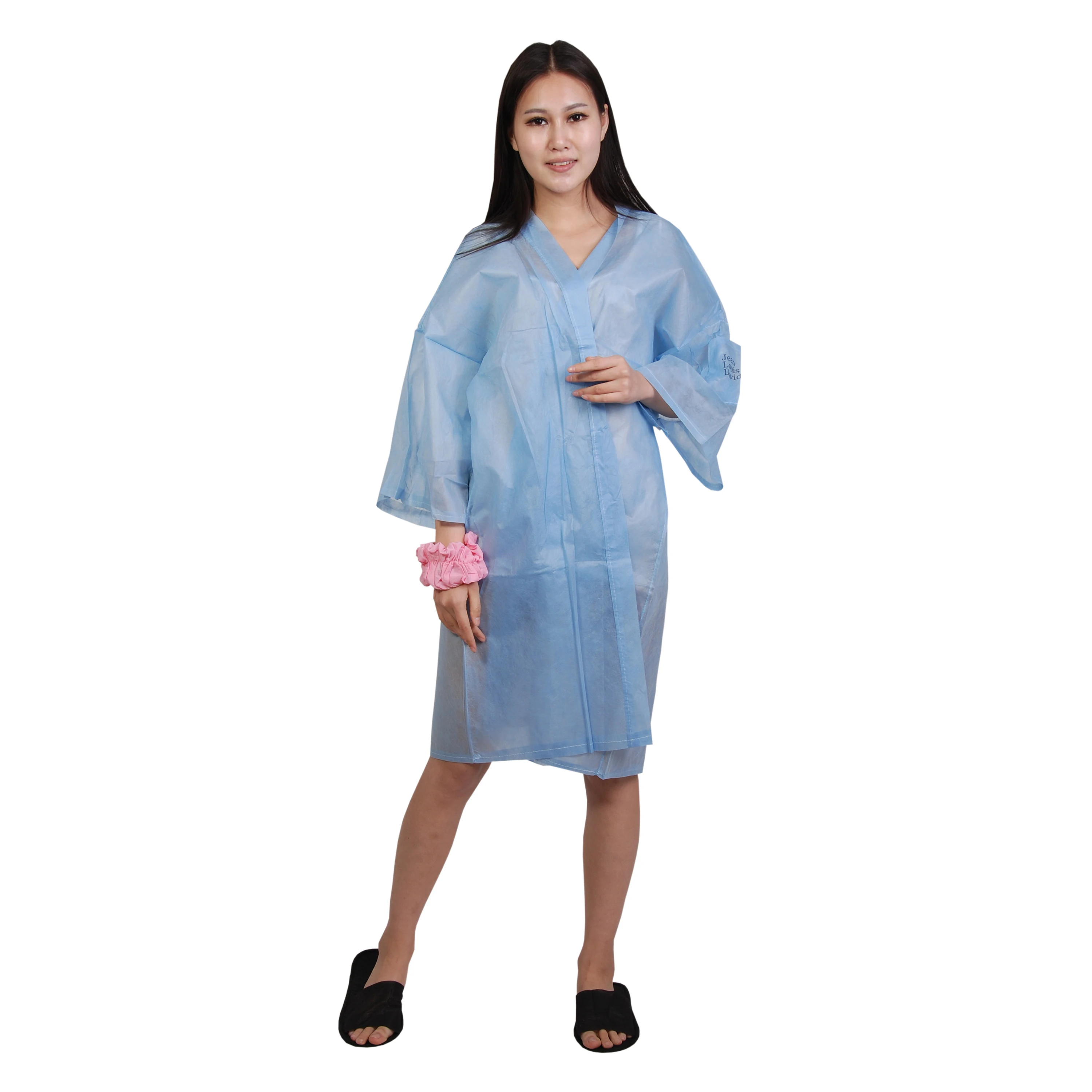 Non woven Beauty Sauna Massage Gown Disposable Kimono Disposable Bathrobe Bath Dress