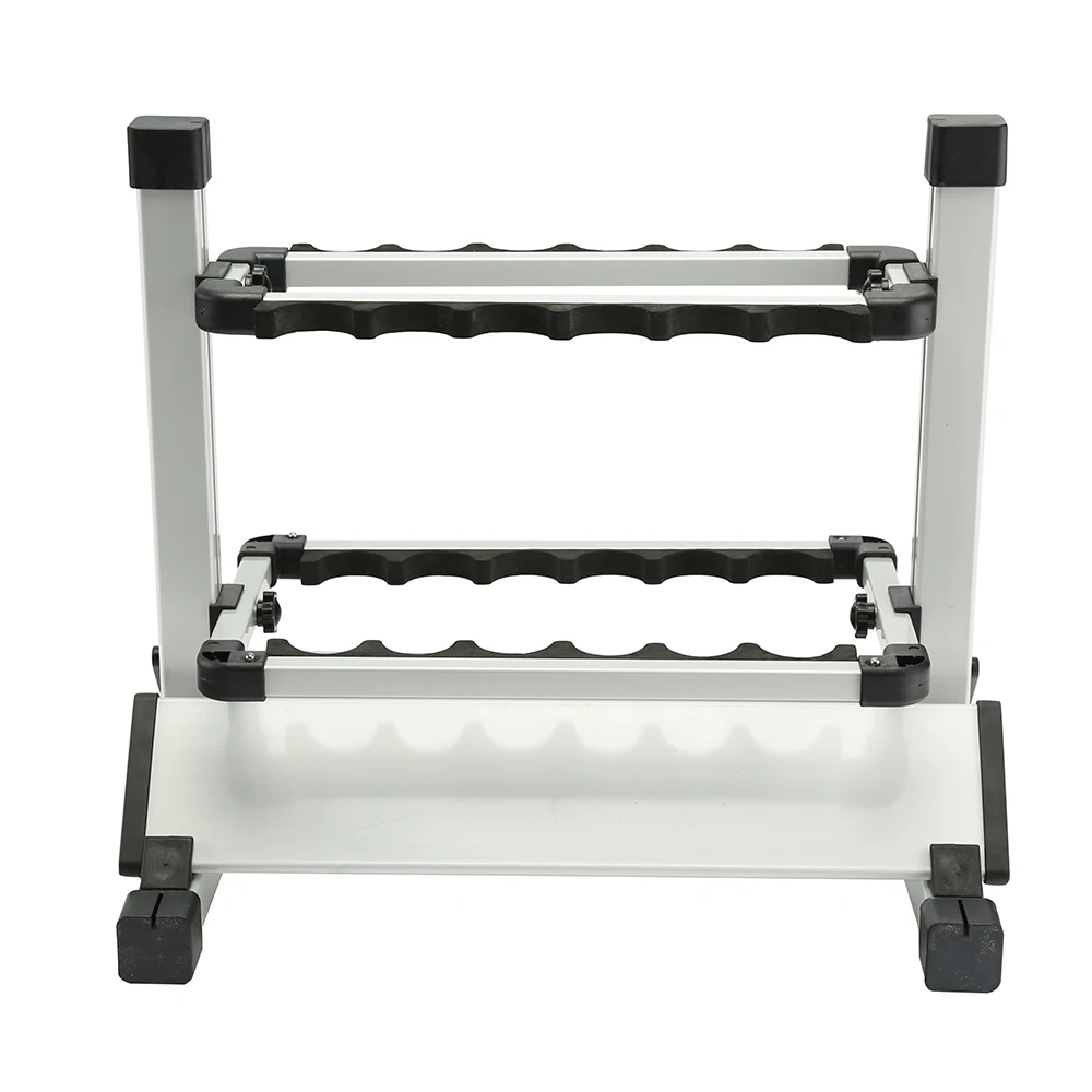 
HONOREAL 12 Holes Rod Rack Silver Aluminum Fishing Display Rack Support Stand 