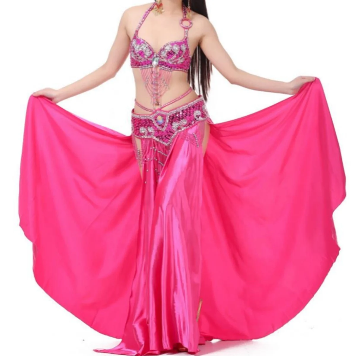 Belly Dance Costume Outfit Bra&Belt&Skirt Sexy Dancing Dance Clothes Set