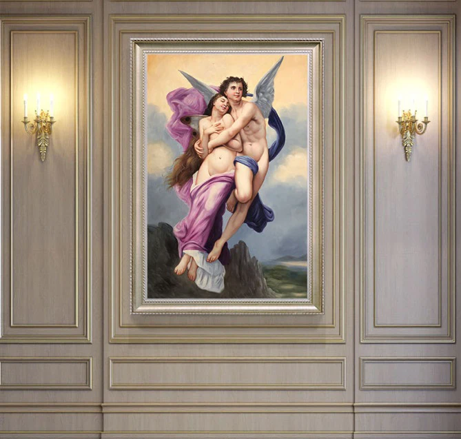 Custom Large Size Angel Art Collectible Reproduction Paintings Hotel Decor Wall Art Handmade Painting by Hand Nude Oil Painting