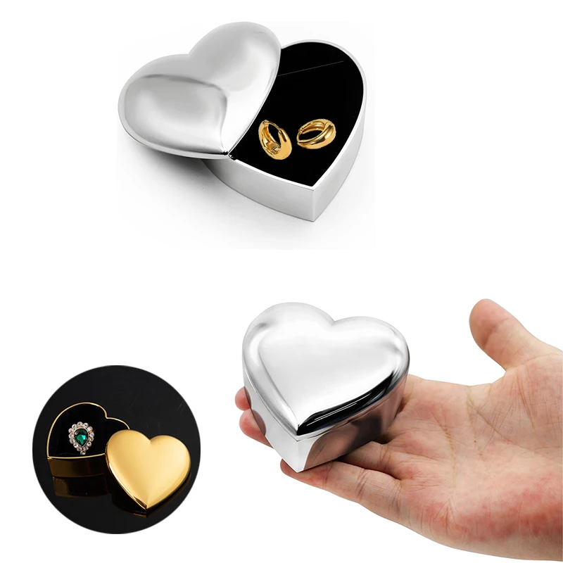 Small Heart Shape Trinket Organizer Box Rings Necklace Bracelet Storage Holder Heart Shape alloy Jewelry Box Gift Box for Girl